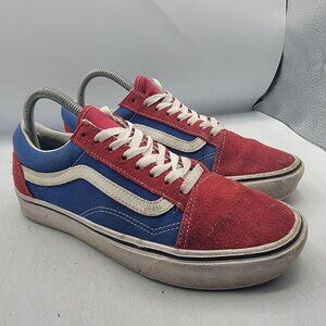 Vans Old Skool Women 8.5 Red Blue White Sneaker Shoes Casual Walking Comfort